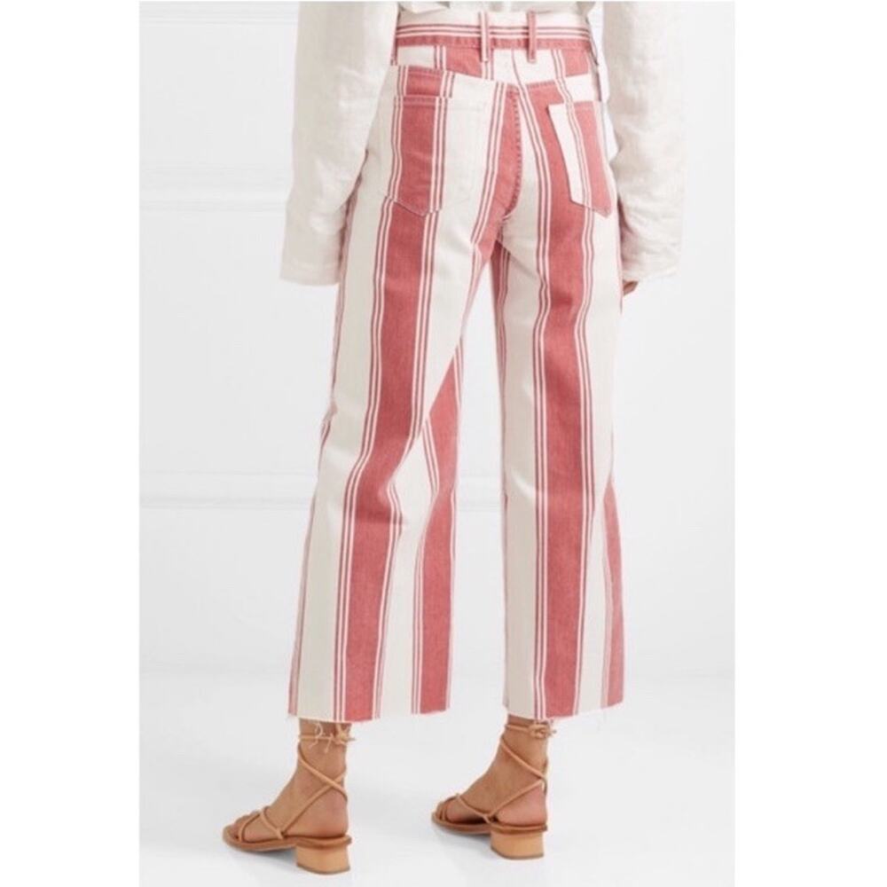 Frame Denim Le Crop Mini Boot Red White Stripe Jean Pant 70s 80s Hippie Retro 31